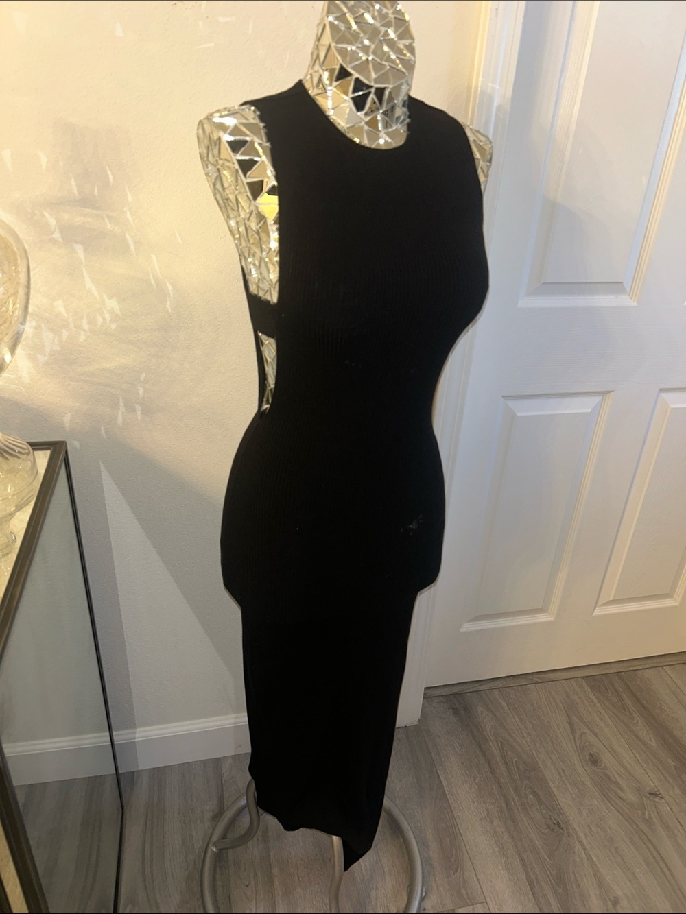 REFORMATION Black and Sleeveless Ribbed Maxi Dress with Cut Out Sz S